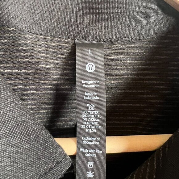 Lululemon Evolution Polo Shirt Mens Size Large Black Outlaw Snax Logo Work - Picture 3 of 10